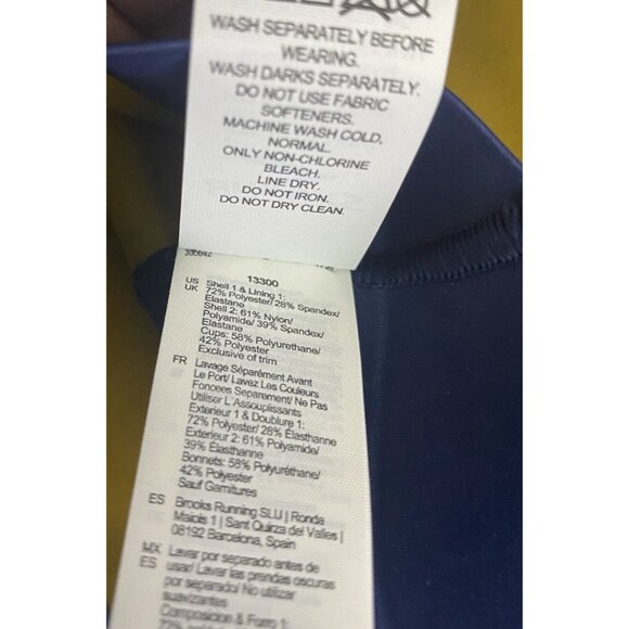 Brooks Large Drive Plunge Run Sports Bra Navy Ice Olive Compressive Strappy - Picture 3 of 11